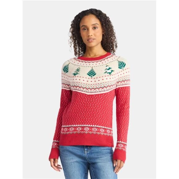 Sweaters - Women's & Women's Plus Pretty Christmas Sweater, Sizes XXS-4X